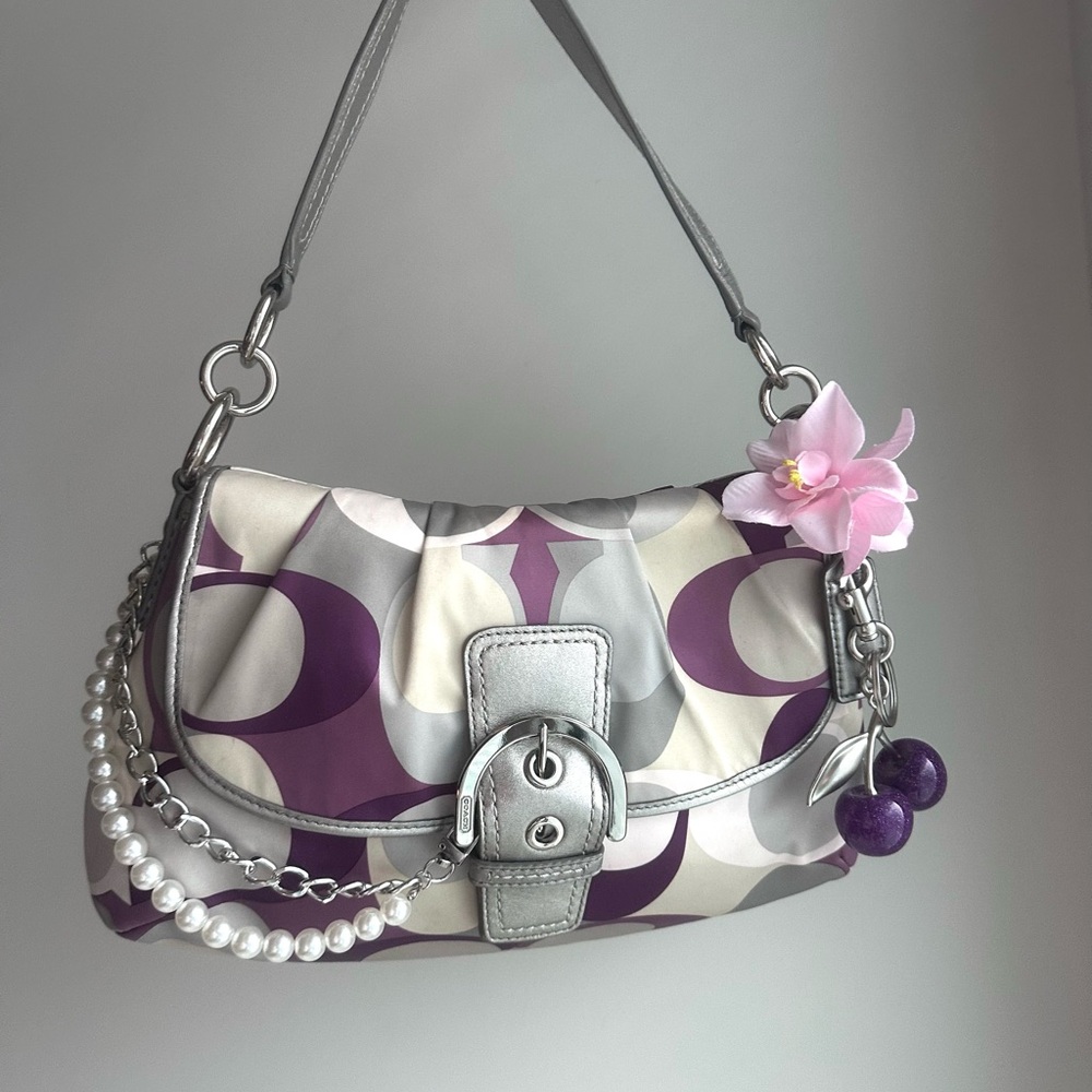 Coach Purple and Gray Shoulder Bag